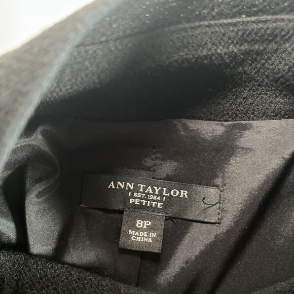 Ann Taylor 100% Wool Black Double Breasted Ruffled Collar Jacket Blazer Vtg. 8P - Picture 2 of 13